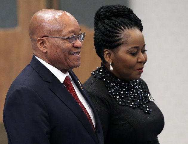 Gloria Bongekile Ngema (R) and husband Jacob Zuma (L) arrive to the dinner on September 4, 2017 in Xiamen, China. Leaders of Russia, China, India, Brasil and South Africa attended the BRICS 2017 Summit.