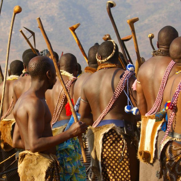 Swazi headmen during a traditional Reed Dance.