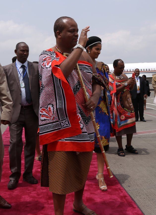 King of Swaziland Mswati III arrives at Bole International Airport ahead of the 29th African Union summit in Addis Ababa, Ethiopia on July 2, 2017.