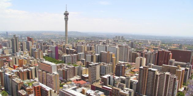 The Johannesburg skyline from the top of Ponte Towers.