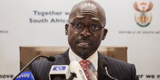 South African Finance Minister Malusi Gigaba briefs the Press at the South African government Communication's office on April 1, 2017 in Pretoria, South Africa.