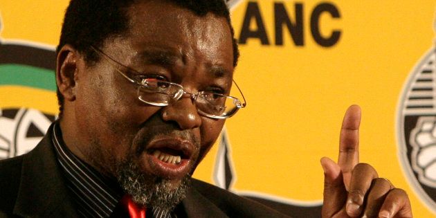 ANC Secretary General Gwede Mantashe gestures during a media briefing at the ANC headquarters in Johannesburg April 6, 2009.