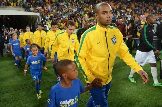 Brazil players during the International Friendly match between South Africa and Brazil at FNB Stadium on March 05, 2014 in Johannesburg, South Africa.