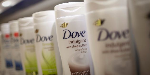 Dove body lotion, manufactured by Unilever NV, on a supermarket shelf in Slough, United Kingdom.