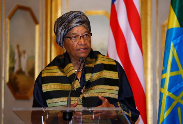 Liberia's President Ellen Johnson-Sirleaf addresses a news conference at the National Palace during her official visit to Ethiopia's capital Addis Ababa, February 28, 2017.