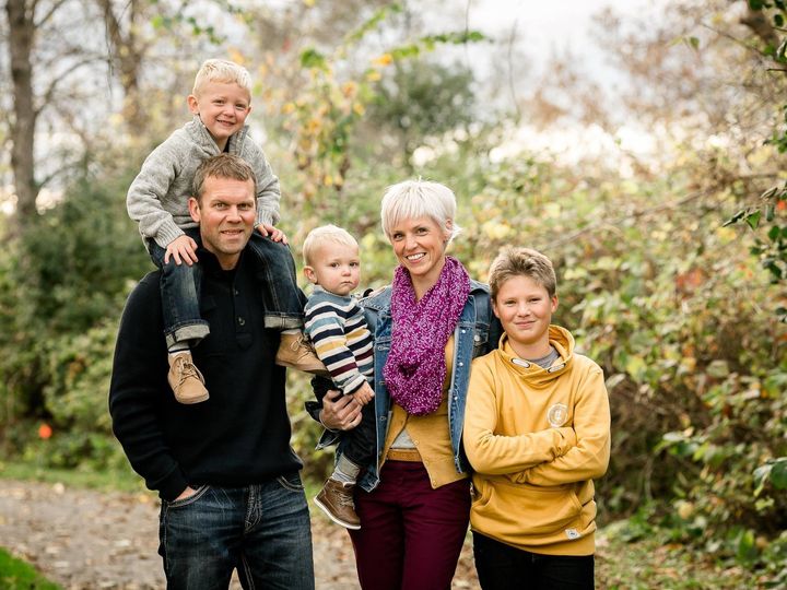 Michelle Matthieu with her husband Robin Higgins, and sons Liam (4), Henry (22 months), and Noah (11).