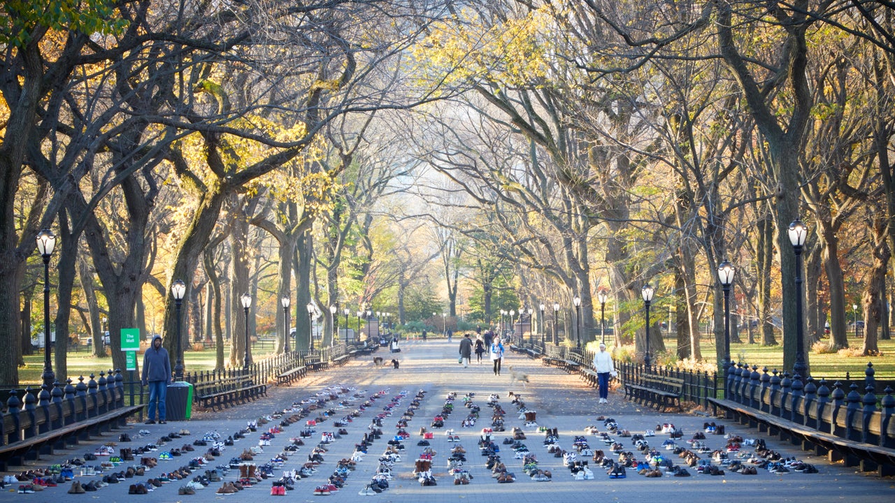 Shoes were also set up in New York's Central Park, as well as 91 pairs in Stockholm, Sweden, 375 in Dublin, Ireland and 136 across Canada.