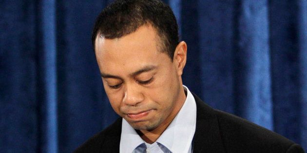 In this Feb. 19, 2010, file photo, Tiger Woods pauses during a news conference in Ponte Vedra Beach, Fla. Woods called a news conference to apologize for his infidelities saying,
