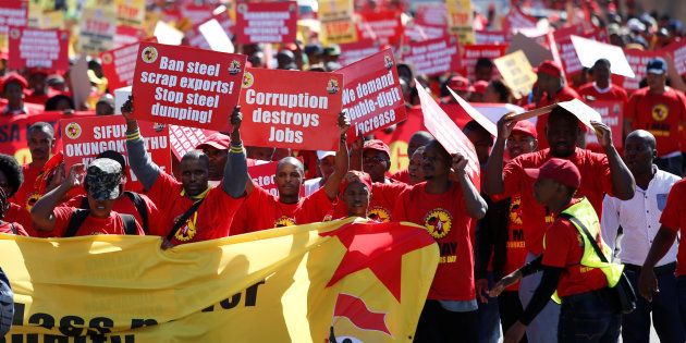 Union members take part in a May Day Rally organised by Saftu in Durban. May 1, 2017.