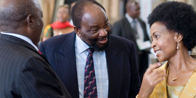 (L-R) Phandu Skelemani, Foreign Minister for Botswana, Simbarashe Mumbengegwi, Zimbabwean Foreign Minister, and Maite Nkoana-Mashabane, South African Foreign Minister (R) chat at the Southern African Development Community (SADC) Extraordinary Ministerial Meeting at Cape Town International Convention Centre on February 12, 2011, in Cape Town.