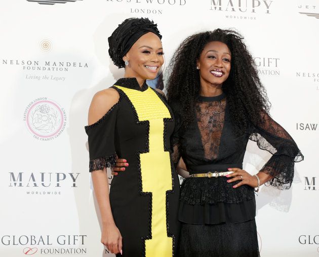 LONDON, ENGLAND - APRIL 24: (L-R) Bonang Matheba and Beverley Knight attend The Nelson Mandela Global Gift Gala at Rosewood London on April 24, 2018 in London, England. (Photo by John Phillips/John Phillips/Getty Images)