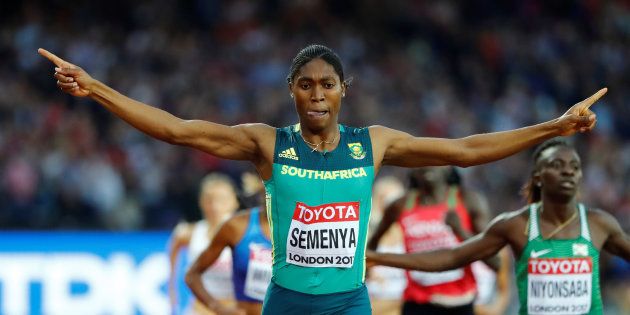 Caster Semenya after winning the Women's 800m Final at the World Athletics Championships in the London Stadium, London, U.K. August 13, 2017.