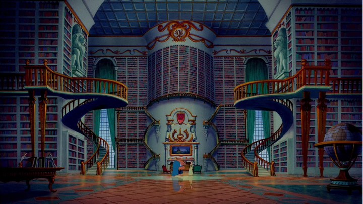 The iconic library from "Beauty and the Beast" is just one of many enviable Disney design moments.