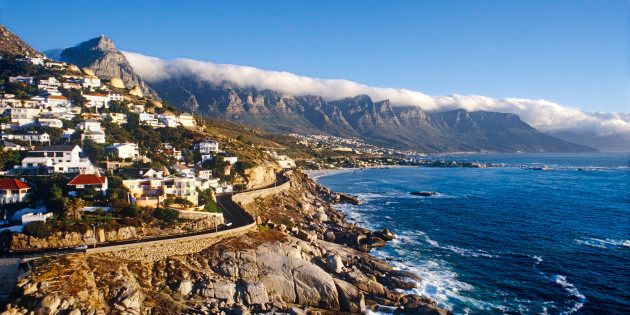 Victoria Road, Clifton with Twelve Apostles, Atlantic Seaboard, Cape Town.