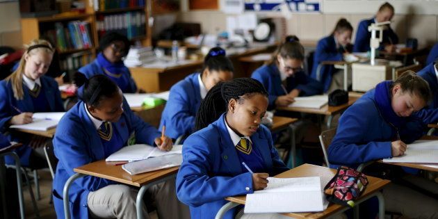 School children attend class at Waterstone College, a private school managed by Curro in the south of Johannesburg July 22, 2015.