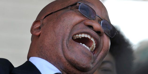 It's a laughing matter... President Jacob Zuma has been fighting corruption charges for more than a decade.