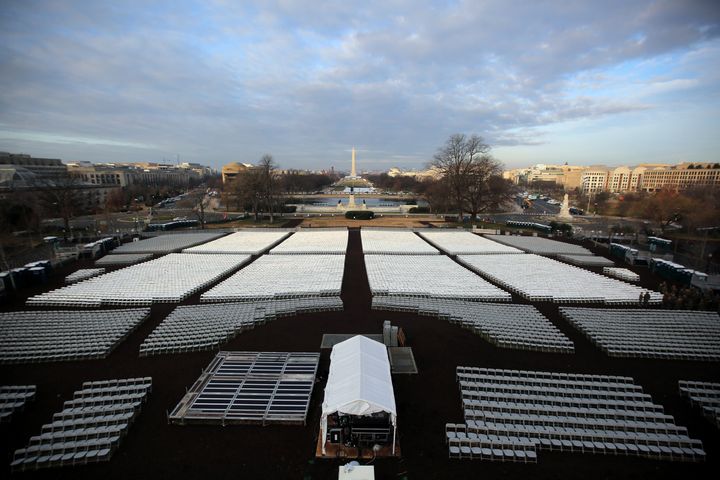 These seats at the National Mall are empty now during a rehearsal for the inauguration of U.S. President-elect Donald Trump in Washington, U.S., January 15, 2017. Trump is due to be inaugurated on January 20.