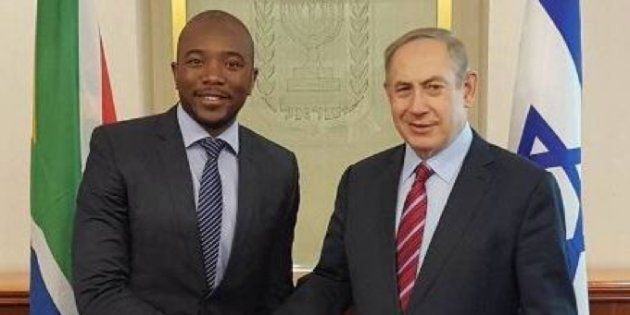 Democratic Alliance leader Mmusi Maimane is pictured with the Prime Minister of Israel Benjamin Netanyahu in a photo that was tweeted by Arthur Lenk, the Israeli Ambassador to South Africa.