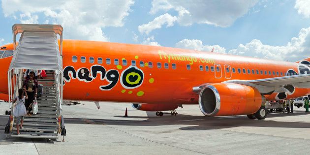 A Mango Airline Boeing B737 parked at OR Tambo airport.