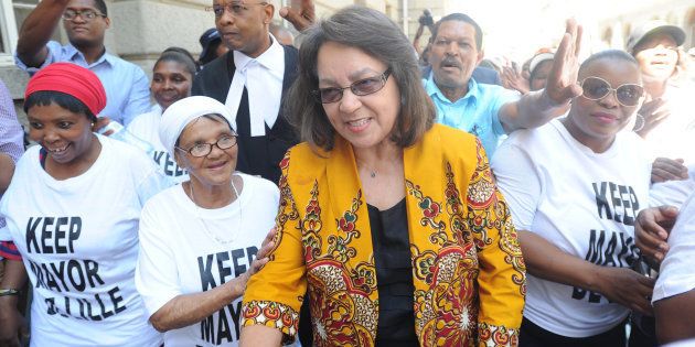 Patricia de Lille with some supporters before the case between Patricia de Lille and the Democratic Alliance (DA) at the Western Cape High Court on February 13, 2018 in Cape Town.