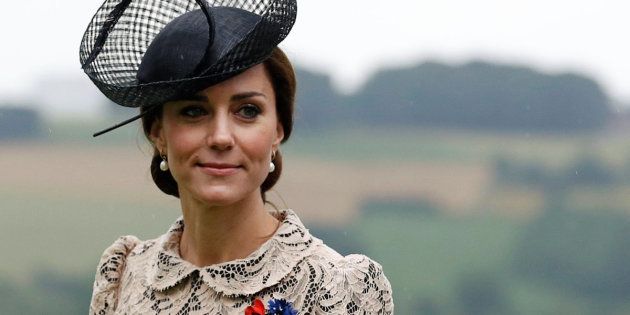 THIEPVAL, FRANCE - JULY 1: Duchess of Cambridge attends the 100th anniversary of the beginning of the Battle of the Somme at the Thiepval memorial to the Missing on July 1, 2016 in Thiepval, France. The event is part of the Commemoration of the Centenary of the Battle of the Somme at the Commonwealth War Graves Commission Thiepval Memorial in Thiepval, France, where 70,000 British and Commonwealth soldiers with no known grave are commemorated. (Photo by Phil Noble - Pool/Getty Images)