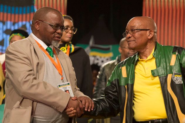 Gwede Mantashe and President Jacob Zuma at the ANC's policy conference earlier this year. Mantashe, the party's secretary general, has been unable to manage the president.