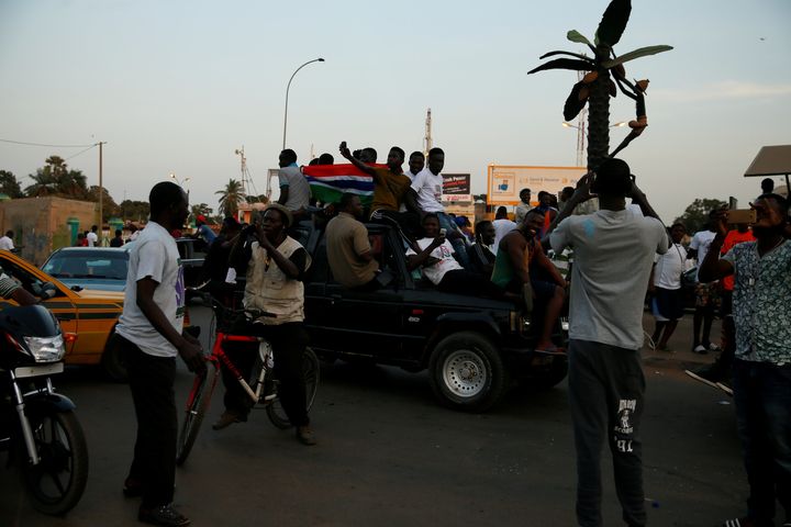 Gambians take to the street in jubilation as Adama Barrow is sworn-in as President of Gambia.