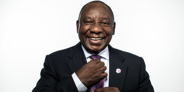 President Cyril Ramaphosa poses for a photograph following a Bloomberg Television interview in London on Wednesday, April 18 2018.