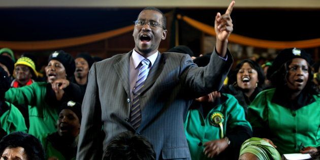 Shaka Sisulu and members of the ANC women's league at the memorial service for Albertina Sisulu held at the Regina Mundi Church on June 9, 2011 in Soweto, Johannesburg, South Africa.