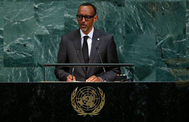 Rwandan president Paul Kagame addresses the United Nations General Assembly in New York. September 20 2017.