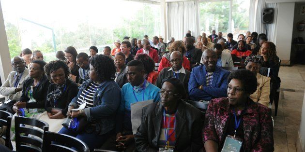 Families of victims gather during the Life Esidimeni arbitration hearing at Emoyeni Conference Centre, Parktown on October 09, 2017 in Johannesburg, South Africa.