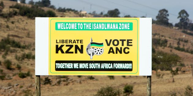 A billboard in the Isandlwana region before the 2014 elections.