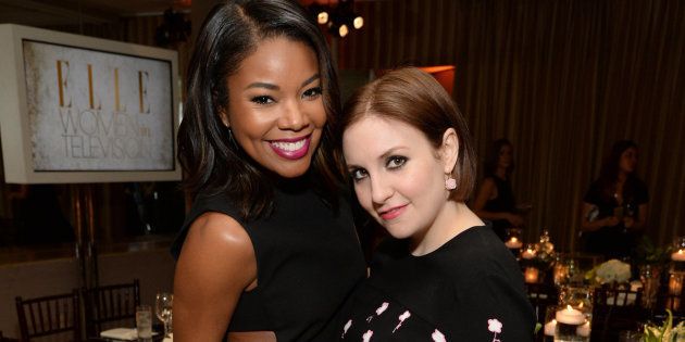 Gabrielle Union and Lena Dunham pose together at ELLE's Annual Women in Television Celebration in January. 