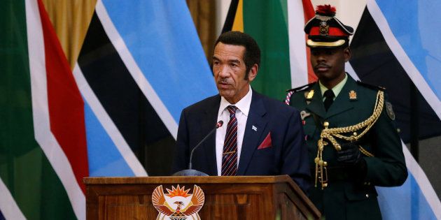 Botswana's former president, Ian Khama, speaks during the Botswana-South Africa Binational Commission in Pretoria, on November 11 2016.