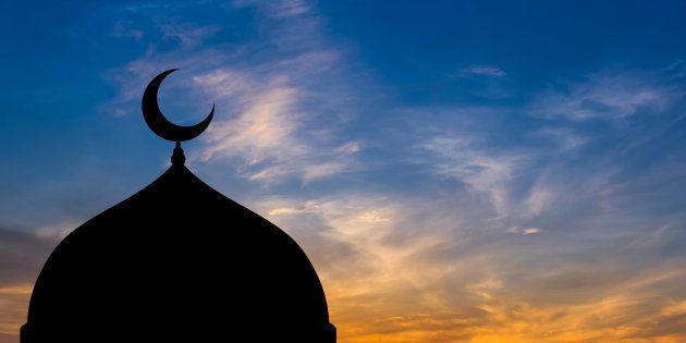 Mosque dome silhouette in Twilight time