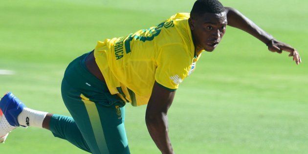 JOHANNESBURG, SOUTH AFRICA - JANUARY 22: Lungi Ngidi of the proteas during the 2nd KFC T20 International match between South Africa and Sri Lanka at Bidvest Wanderers Stadium on January 22, 2017 in Johannesburg, South Africa.
