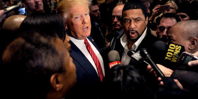 Donald Trump speaks at a press conference after a meeting with a group of African-American pastors at Trump Tower in New York City, NY, USA on November 30, 2015.