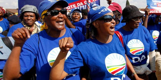 Democratic Alliance (DA) supporters chant slogans during an election campaign in Soweto May 6, 2011.