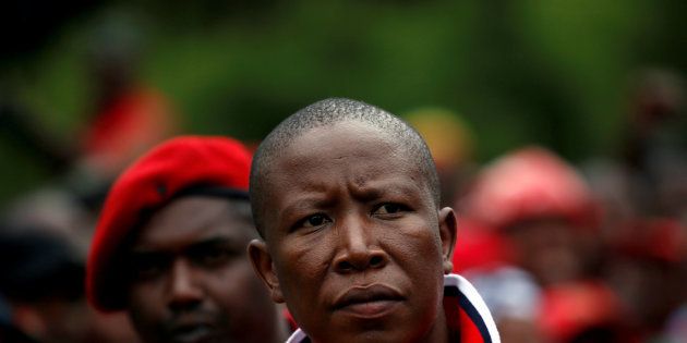 Economic Freedom Fighters (EFF) party leader Julius Malema arrives with supporters for a demonstration in Pretoria, South Africa, November 2, 2016. REUTERS/Mike Hutchings/File Photo