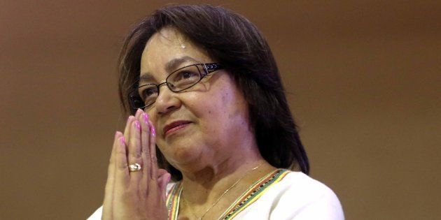 Cape Town mayor Patricia de Lille gestures during a service to pray for her at World Harvest Ministries on January 14 2018 in Langa, South Africa.