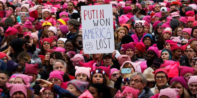 People gather for the Women's March in Washington U.S., January 21, 2017.