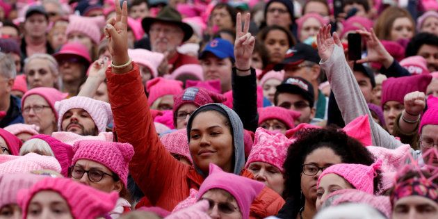 People gather for the Women's March in Washington U.S., January 21, 2017.