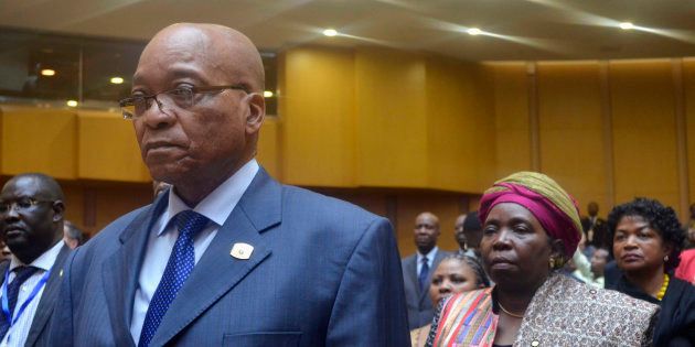 President Jacob Zuma and Nkosazana Dlamini-Zuma at the AU earlier.