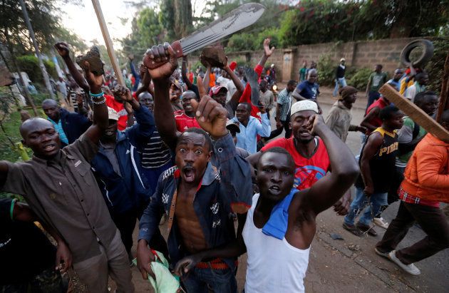Protesters take to the streets in Kawangware slums in Nairobi, Kenya October 28, 2017. REUTERS/Thomas Mukoya