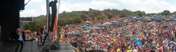 Popular Afrikaans singer Karlien van Jaarsveld at AfriForum's music festival at the Voortrekker Monument to celebrate the name of "Pretoria".