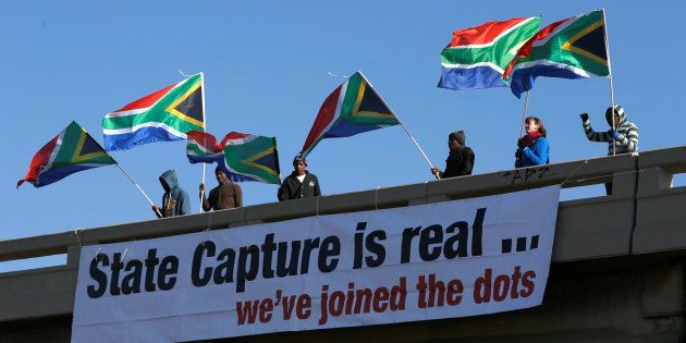 Protesters ahead of the ANC national policy conference at Nasrec, Johannesburg. June 30 2017.