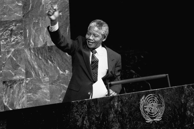 Nelson Mandela, President of South Africa, addressing the UN General Assembly. (Photo by: Universal History Archive/UIG via Getty images)