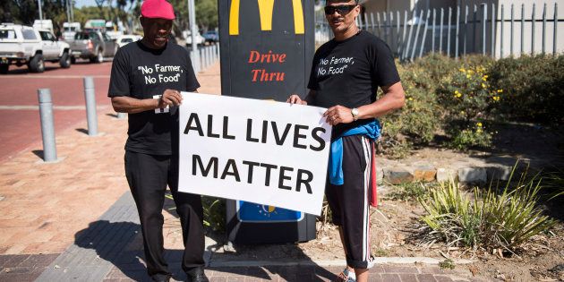 Protesters at a #BlackMonday demonstration against farmer murders in Cape Town. Large demonstrations were also held the rest of the country.