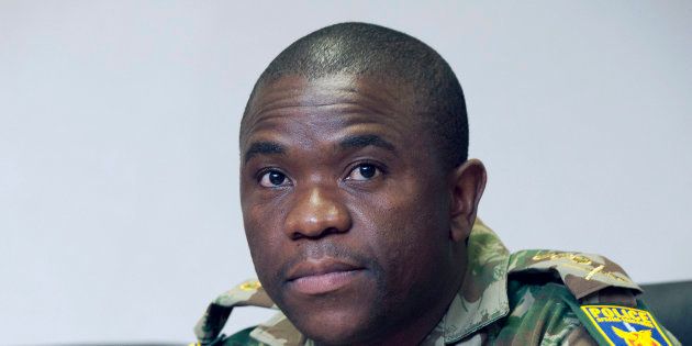 General Nhlanhla Sibusiso Mkhwanazi looks on during a media briefing on October 27, 2011 in Pretoria, South Africa.