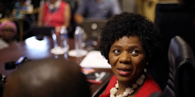 Outgoing South African Public Protector, Thuli Madonsela looks on before giving her last media briefing as her term comes to an end, in Pretoria, South Africa, October 14, 2016. REUTERS/Siphiwe Sibeko
